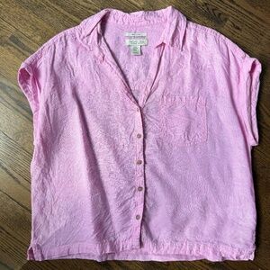 Rachel Zoe Short Sleeve Button Down Linen Shirt